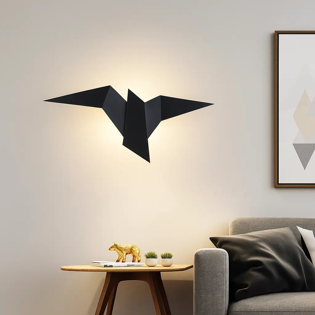 The Origami LED Wall Light Metal Acrylic Sculptural emits a soft, gentle glow.