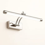 A chrome-finished aluminum wall light with a rectangular base and sleek horizontal LED bar.