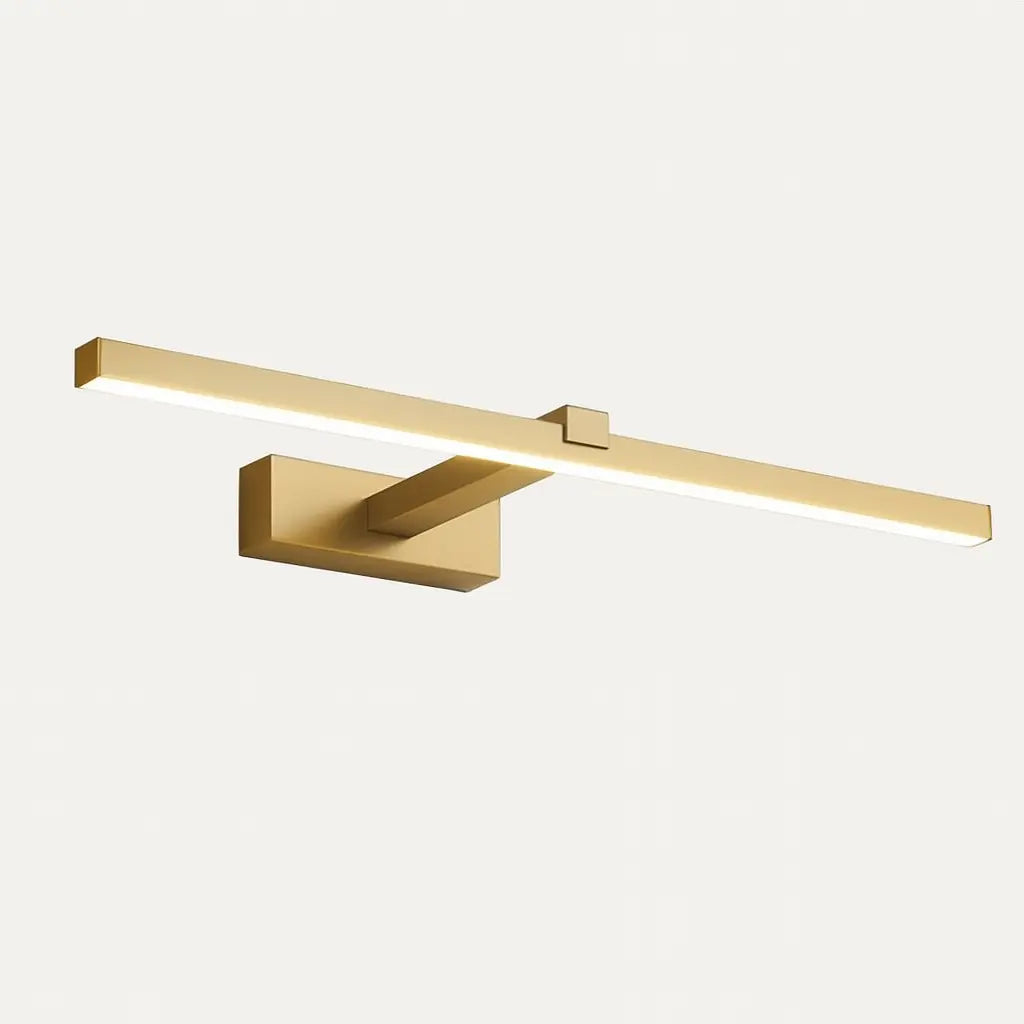 Luminaire LED blanc moderne, design épuré, base rectangulaire aluminium, idéal salles de bain.