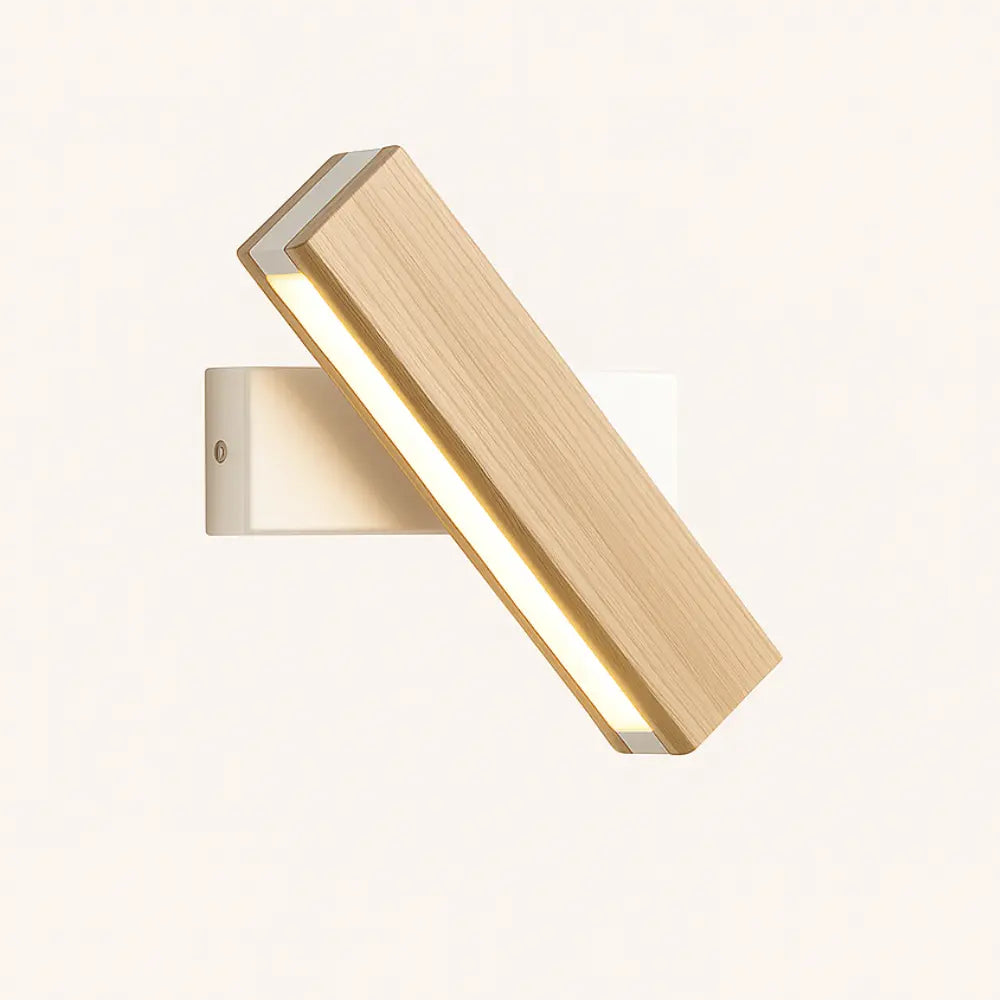 Warm LED wall light casts a gentle, cozy glow with its Nordic-inspired wooden shade.