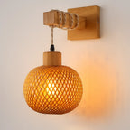 Warm rattan shade and wooden base cast a soft, inviting glow for your space.
