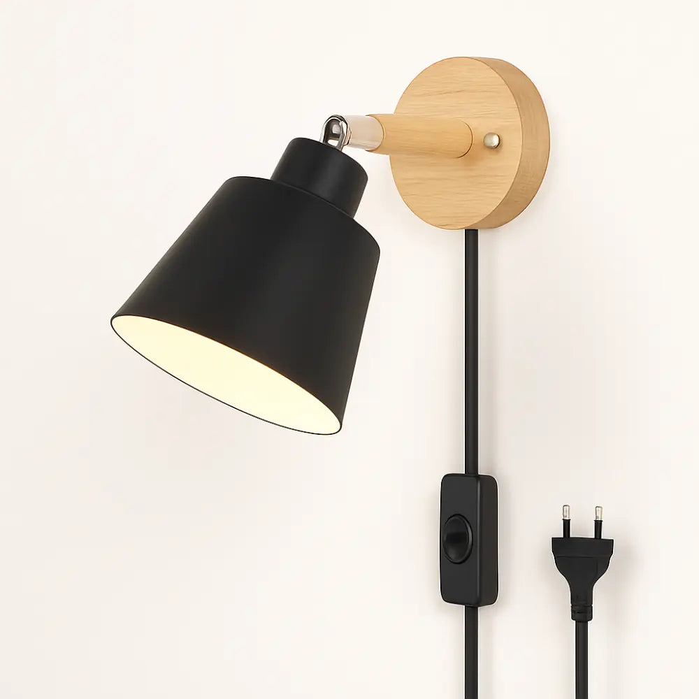 Soft, focused lighting with a black shade—perfect for ambient or reading illumination.
