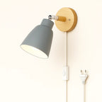 Enjoy soft, minimalist illumination with this gray-shaded wooden wall light and easy in-line switch.