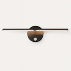 Luminaire mural LED noir, barre horizontale et base ronde, design moderne aluminium.