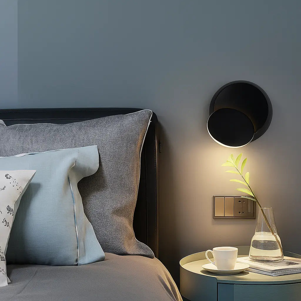Warm, inviting light from the Modern ORLUNE HOME LED Wall Sconce enhances the room’s ambiance.