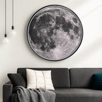 Round LED Moon Wall Light with adjustable intensity, glowing warmly for a celestial effect.