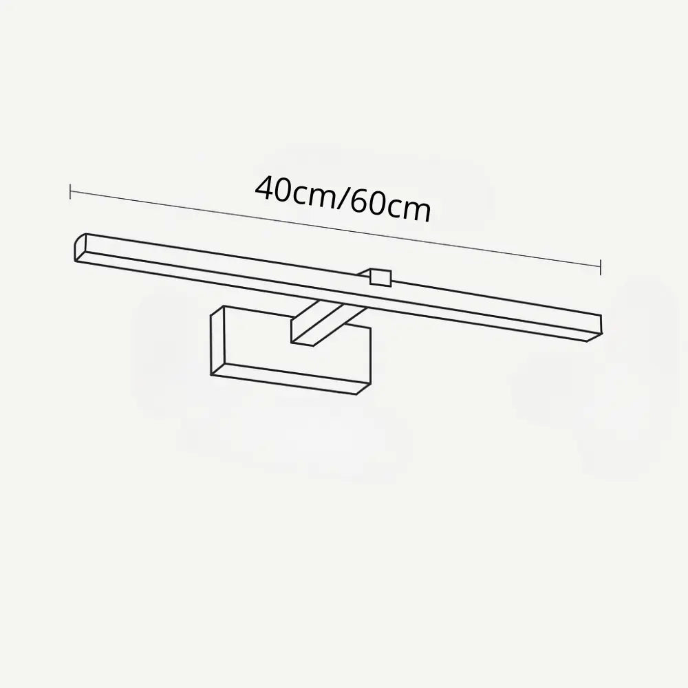 Rectangular LED wall light with sleek lines, IP44 rated, available in 40 or 60 cm.