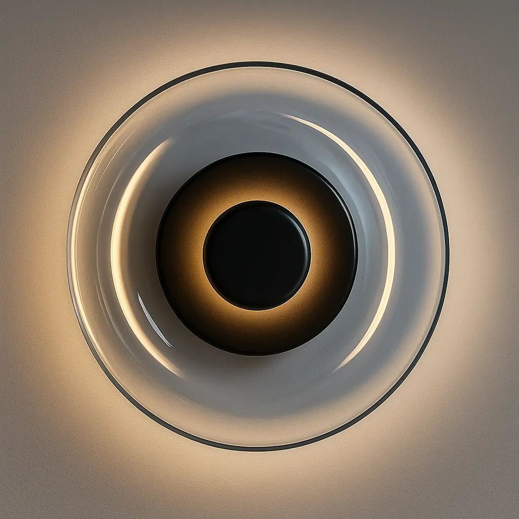 Warm, soft LED glow radiates in concentric rings, creating an elegant halo effect.