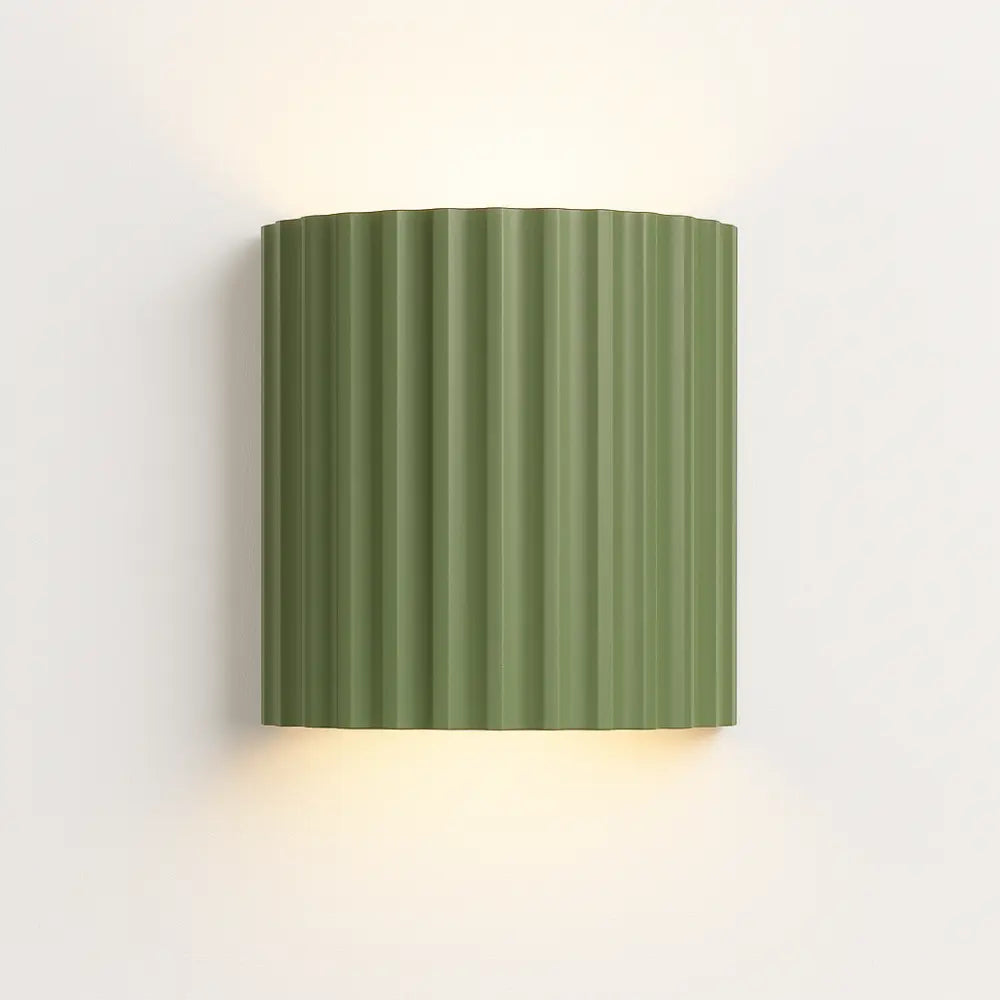 Soft indirect LED glows from both edges, creating gentle illumination with ribbed green style.