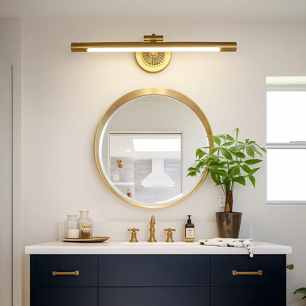 LUMINAIRE MAISON applique murale rétro laiton massif LED intégrée, éclairage ciblé salle de bain.