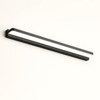 Slim black metal and acrylic LED wall light with horizontal linear design and acrylic shade.