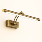 Rectangular aluminum wall mount with two curved arms supporting a slim, horizontal LED tube.