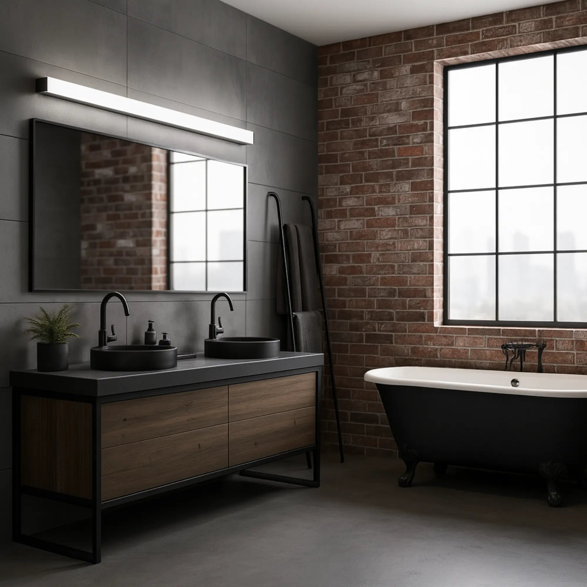 LUMINAIRE MAISON LED applique murale noir argent, éclairage moderne au-dessus du miroir.