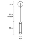 Line drawing of cylindrical LED wall light with labeled dimensions: 10cm mount, 30cm cord, 30cm light, 4cm diameter.