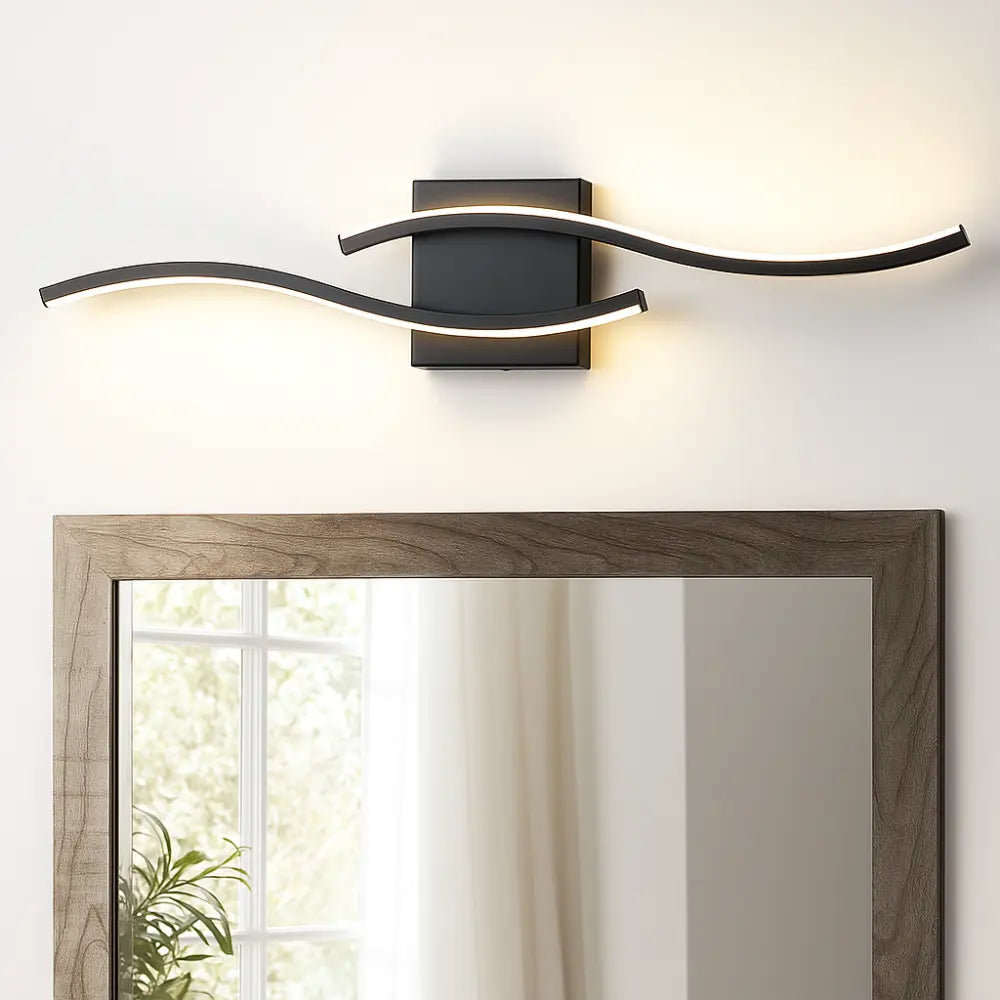 Modern LED wave design emits elegant, balanced illumination for a chic, contemporary atmosphere.