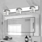 Luminaire mural salle de bain moderne, 3 têtes cristaux K9, LED, style argenté.