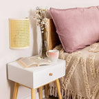 ORLUNE HOME Japanese Rotin LED wall light creates a soft, calming nighttime glow.