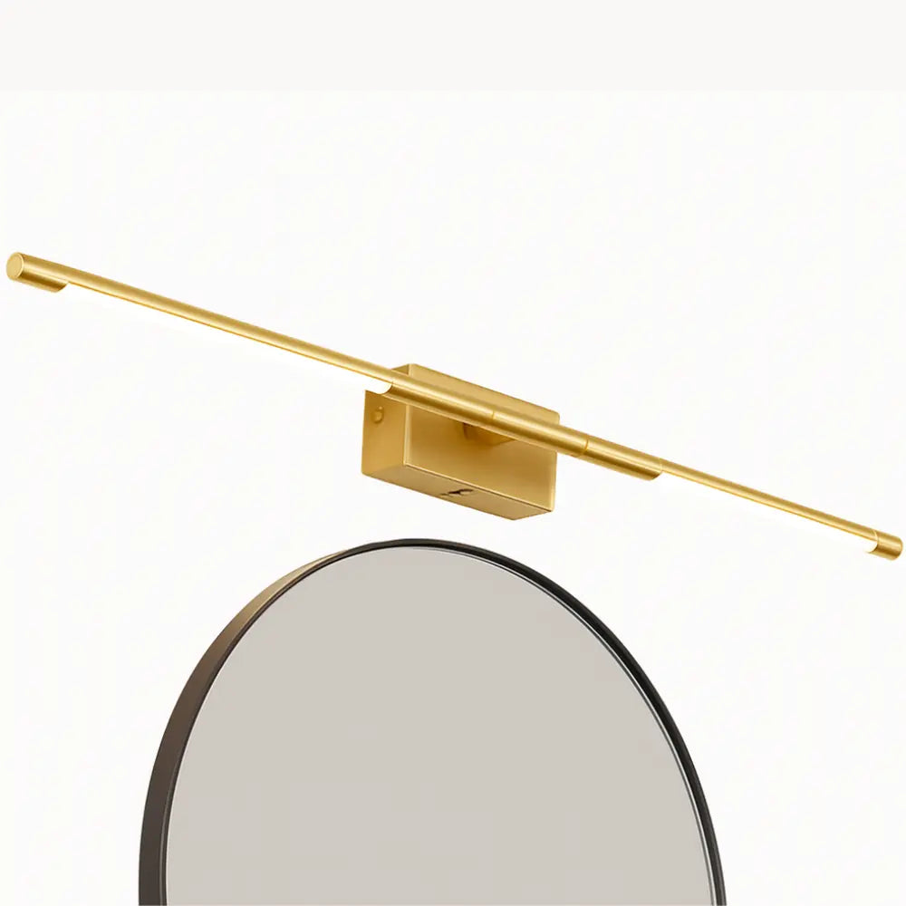 Applique murale LED élégante noire et dorée, design moderne et linéaire sur fond blanc.