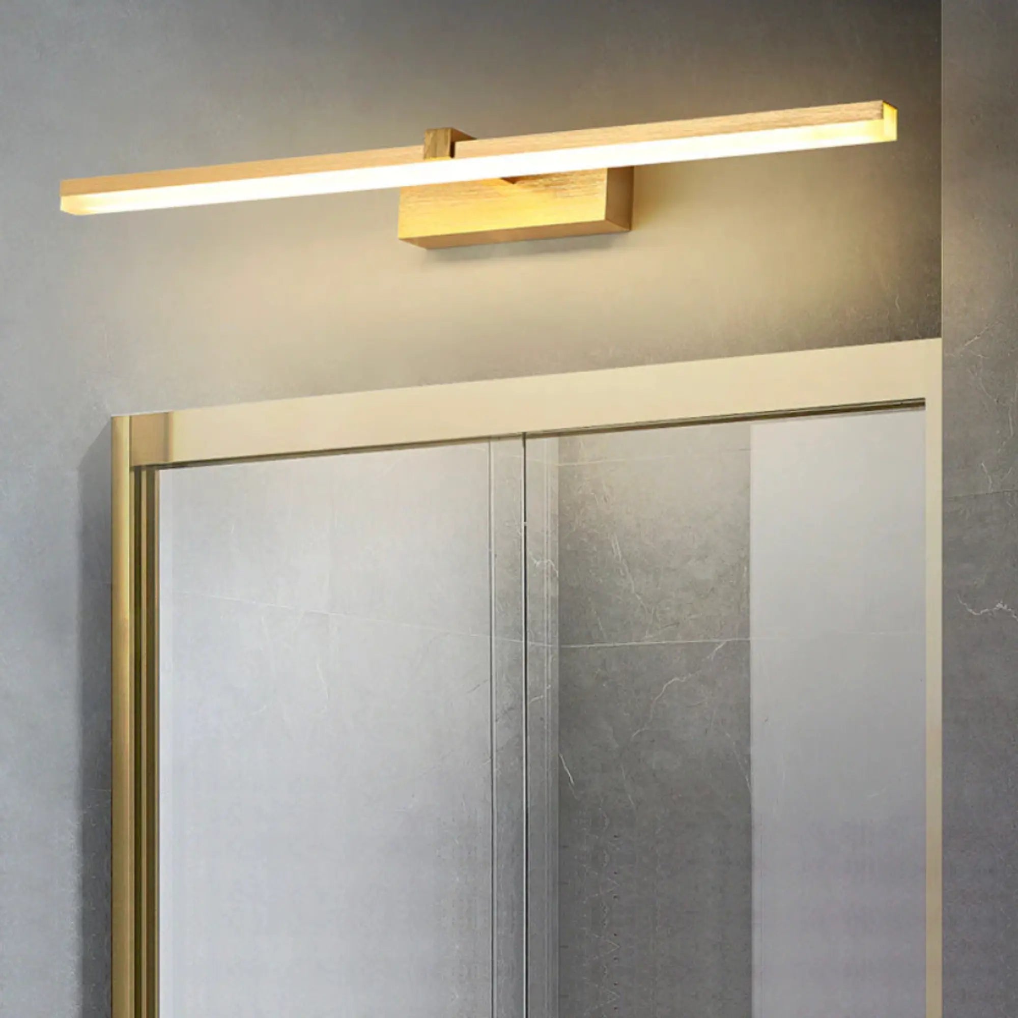 Luminaire mural LED en acier élégant et moderne, design épuré pour salle de bain.