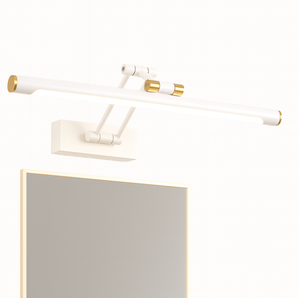 Applique murale LED design moderne en métal, IP44 étanche, diffuse une lumière élégante.