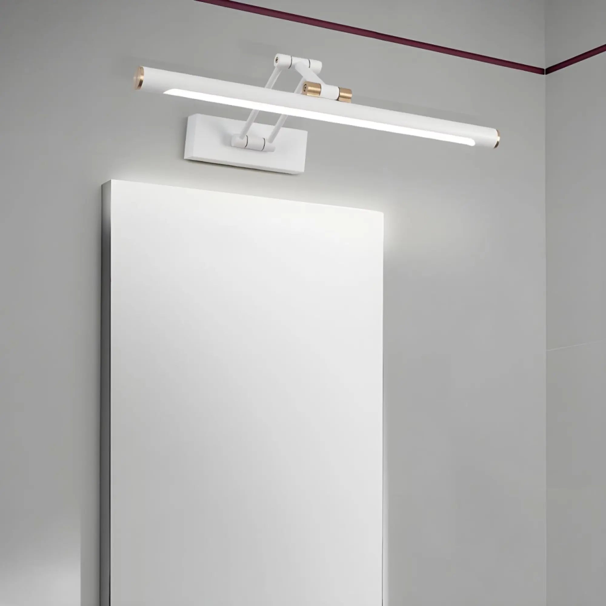 Luminaire mural LED blanc et or, design moderne, étanche IP44, éclairage salle de bain.