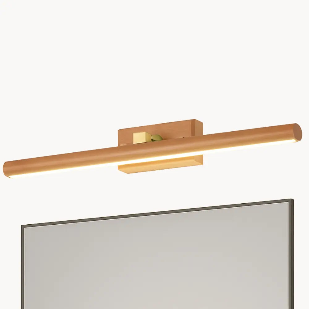 Applique murale LED rotative en bois clair, design moderne et éclairage doux.
