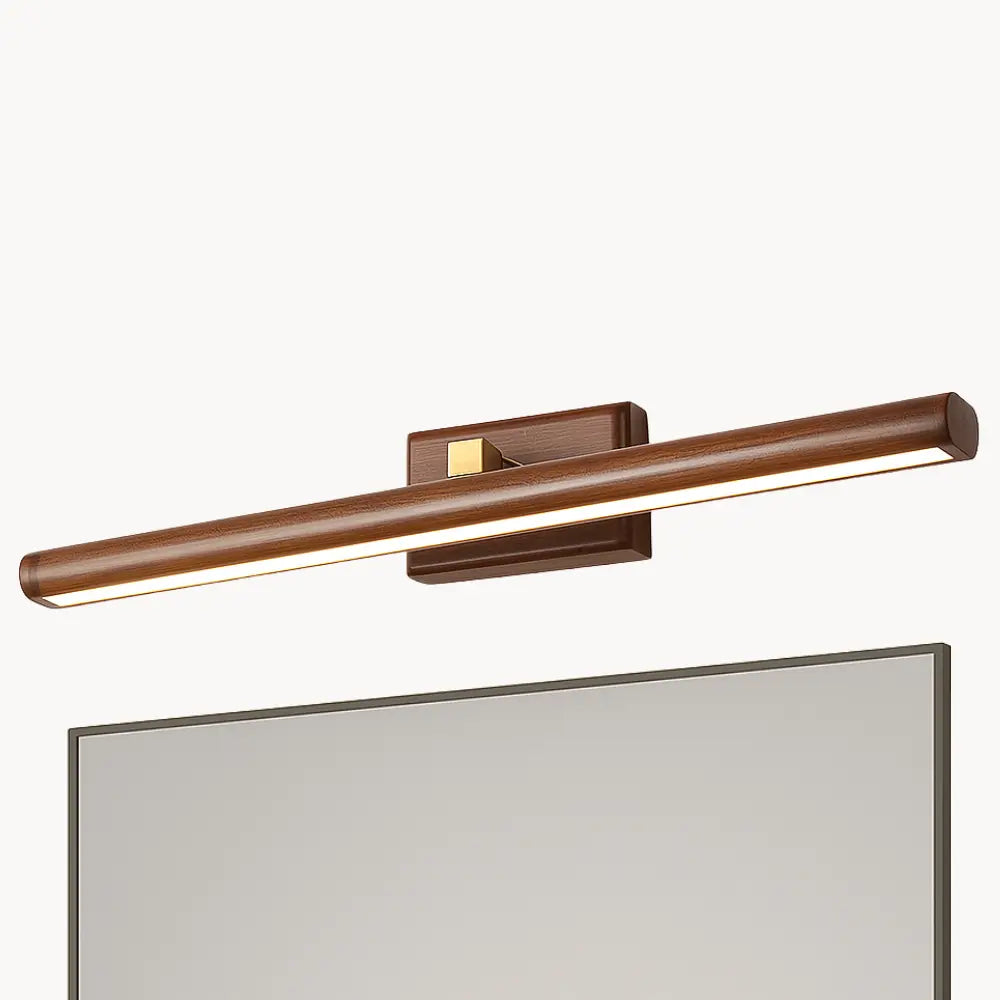 Applique murale LED rotative en bois clair, design moderne, à éclairage doux et ajustable.