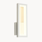 Soft white frame with integrated LED creates warm, modern lighting for minimalist spaces.