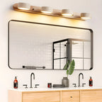 Luminaire mural LED, bois clair travertin, design minimaliste, éclaire élégamment la salle de bain.