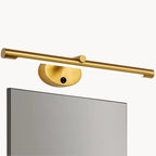 Applique murale LED dorée, tactile, base ronde et barre horizontale pour éclairage élégant.