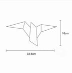 Line drawing of geometric Origami LED wall light, 33.5 cm wide, 16 cm high, acrylic diffuser.