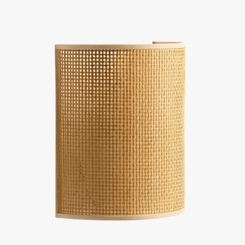 Cylindrical rattan wood wall light creates a warm, inviting glow for your home.
