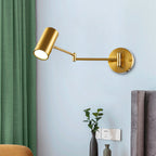 Gold aluminum wall light integrated mount, modern design, sleek metallic texture, mounted on wall.
