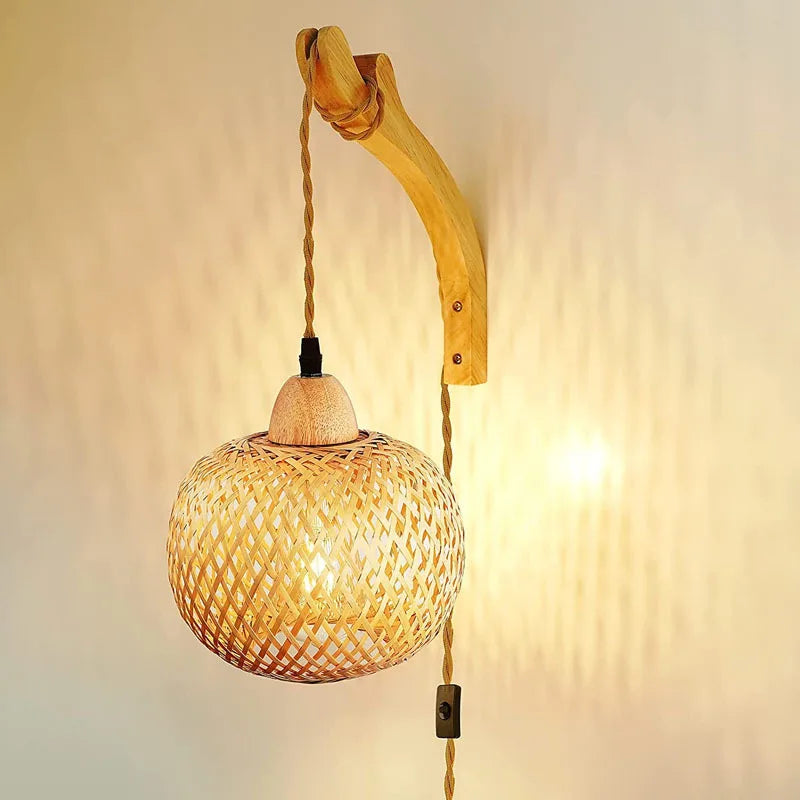 Warm LED light shines through rattan, casting inviting shadows—perfect for kitchen ambiance.