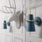 Modern Nordic Metal LED Staircase Wall Light, sleek design on a light gray paneled wall.