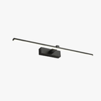 Sleek black LED wall light with a long horizontal bar on a rectangular base.