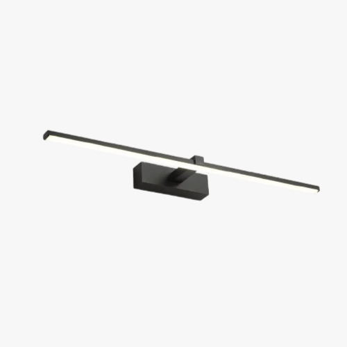 Sleek black LED wall light with a long horizontal bar on a rectangular base.