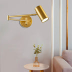 The Gold Aluminum Wall Light Integrated Mount, gleaming with a modern finish on a light wall.