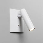 Wall-mounted LED cube light with adjustable cylindrical head and switch on a square base.