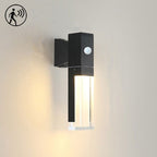 Modern black ORLUNE HOME LED wall light shown glowing, motion sensor icon highlighted.