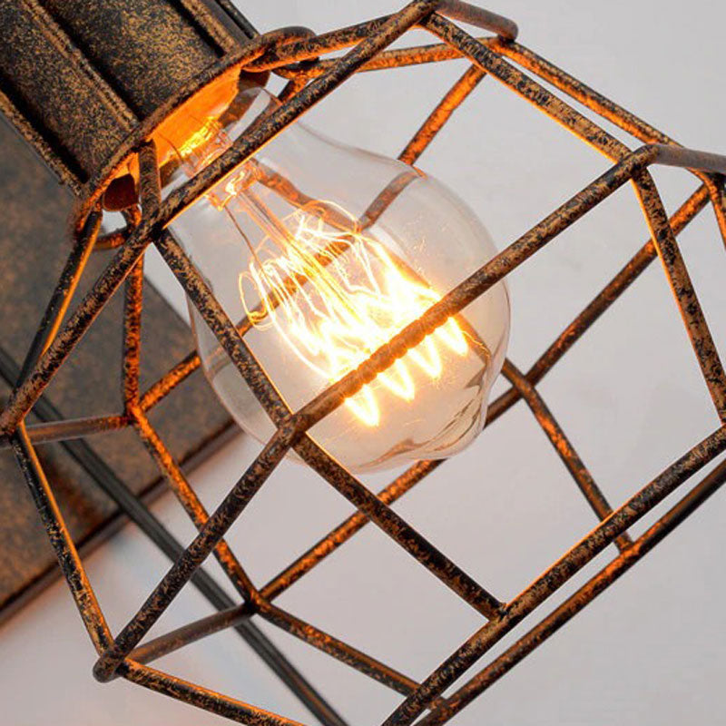 Vintage-style bulb glows warmly in a rustic industrial light, enhancing your room’s ambiance.