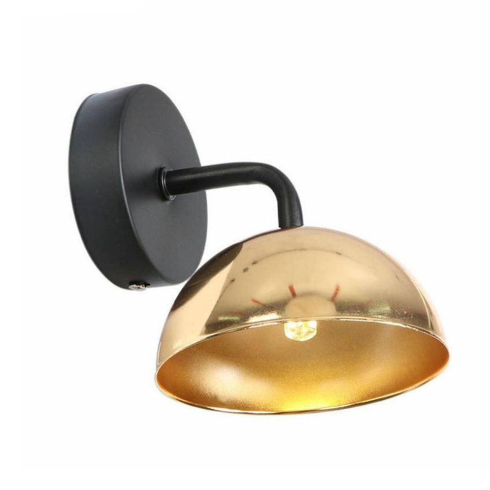 Golden base, adjustable dome shade LED light emits a warm, inviting glow.