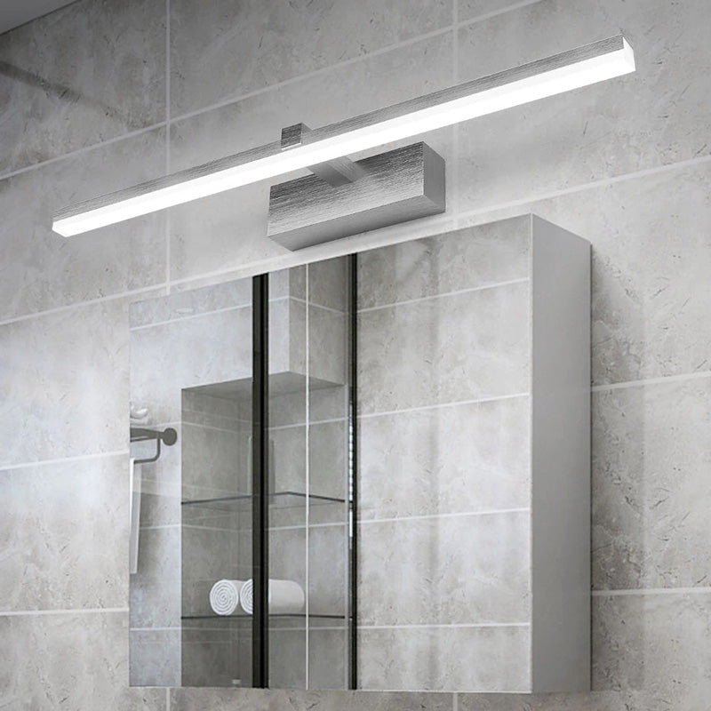 The ORLUNE HOME Brushed Aluminum LED casts bright, stylish illumination for bathrooms.