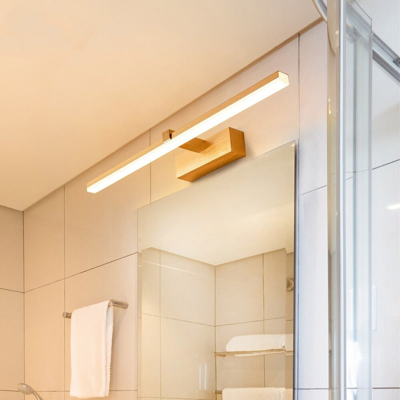ORLUNE HOME Brushed Aluminum LED light casts bright, even illumination above the mirror.