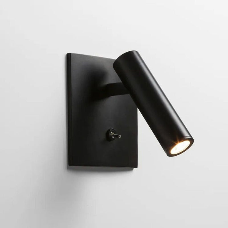 Illuminate your space with this sleek black LED cube wall light, adjustable for perfect brightness.