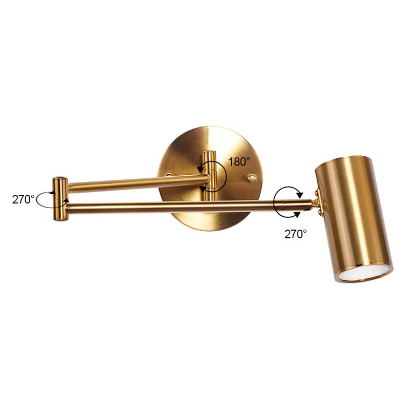 Adjust your indoor ambiance with flexible, retro-style lighting and a sleek brass finish.