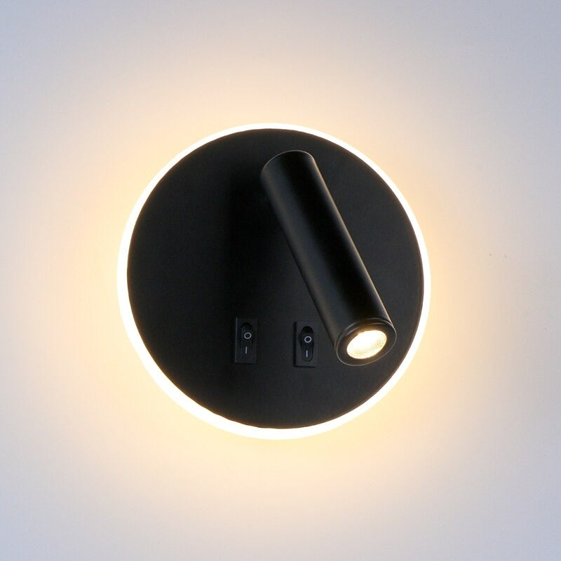 Experience adjustable illumination and a soft white edge glow with this modern LED wall light.