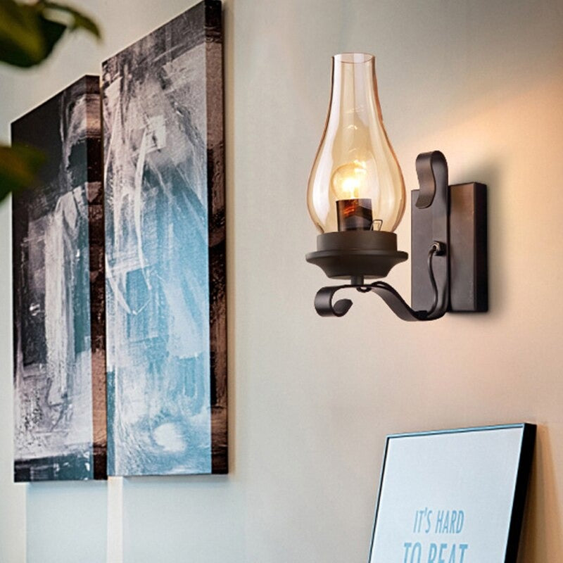 The ORLUNE HOME light casts a warm industrial glow, enhancing the ambiance stylishly.