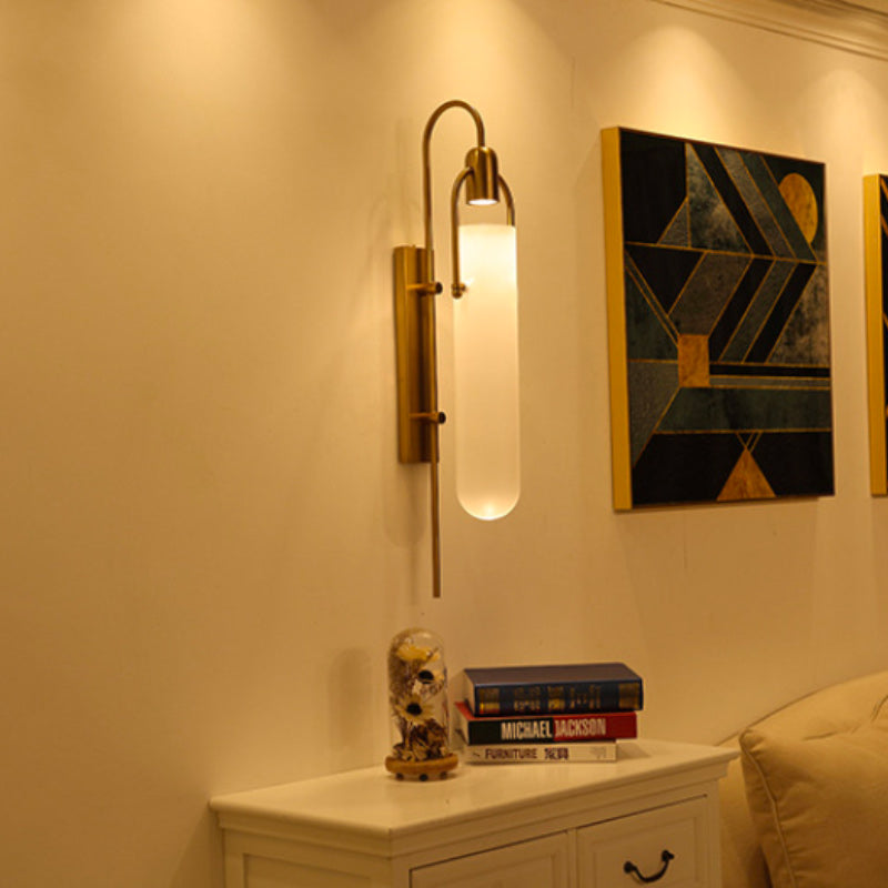 Warm LED light glows through frosted glass, creating a cozy, inviting ambiance.