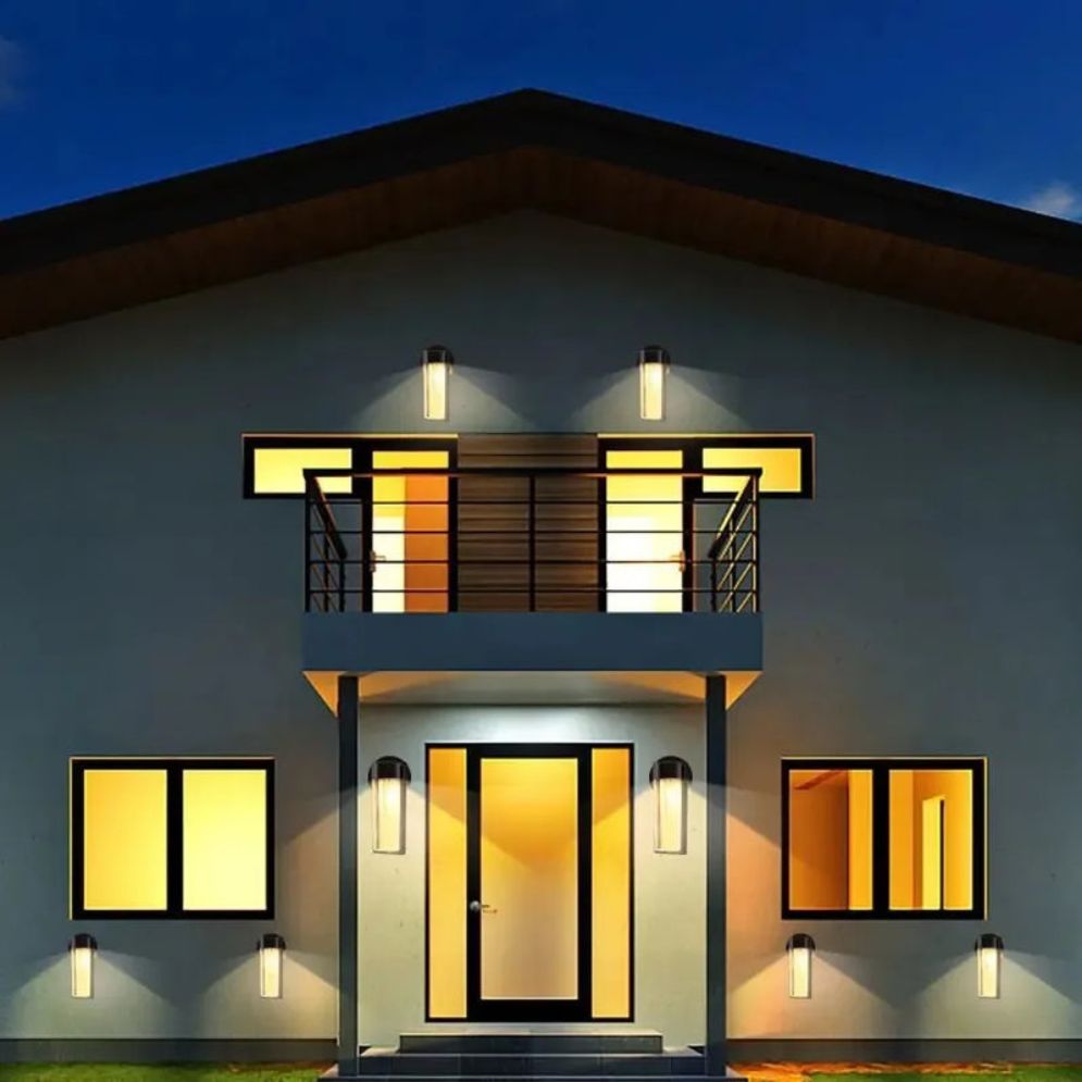 Elegant outdoor lighting and illuminated windows highlight the ORLUNE HOME LED Motion Sensor lights.